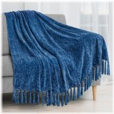 Cozy Chenille Knit Throw with Decorative Fringe
