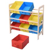 Wooden Toy Storage Shelf for Playroom and Bedroom Organization