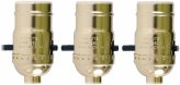 Gold Shell Push Thru On/Off Lamp Sockets - 3 Pack