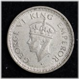 Silver 1/4 Rupee Coin from 1945 India