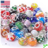 Silver-Plated Murano Glass Beads Set
