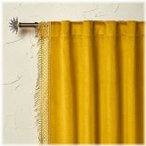 Golden Elegance Velvet Macrame Trim Curtain Panel