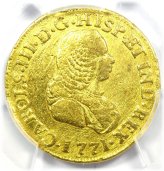 1771 Charles III 2 Escudos Gold Coin - PCGS XF Detail Certified