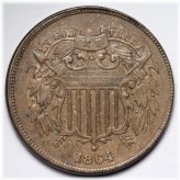 1864 Choice AU+/UNC Two Cent Piece
