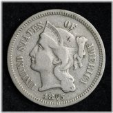 1875 Neckline Three Cent Nickel