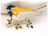 Golden Chickadee Vintage Pin