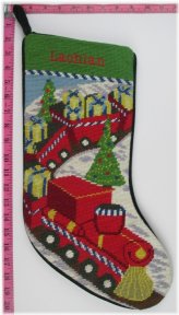Needlepoint Toy Train Monogrammed Stocking by LANDS END