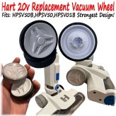 Wheel Replacement Kit for Hart 20V Stick Vacuum Models (HPSV50B, HPSV50, HPSV01B)