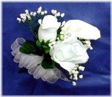 Ivory Silk Rose and Calla Lily Pin Corsage for Weddings and Special Occasions