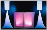 Event-ready DJ Set: White Speaker Covers, Scrims, Stands, and Lights with Facade