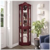 Corner Glow Cabinet with 5-tiered Shelves in Cherry and Walnut Finish