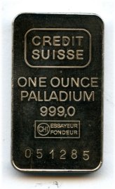 Rare Palladium Bar - 1 oz Credit Suisse (Early 1980s)