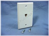 White Flush Mount Telephone Jack (6P6C) by Leviton