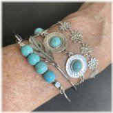 Southwestern Turquoise Feather Bracelet Set