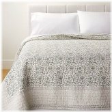 Teal Border Cotton Slub Print Quilt