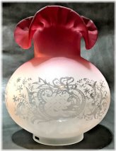 Cranberry Filigree Glass Lamp Shade