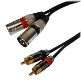 StereoLink Shielded Audio Patch Cable - 6ft Dual XLR Male to 2-RCA Male