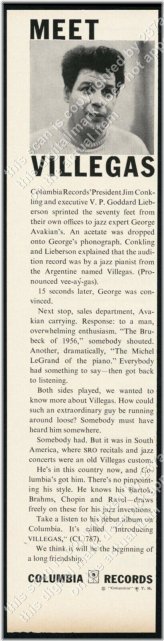 Vintage Print Ad: Introducing Villegas - 1956 Enrique Villegas Album Release