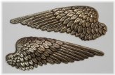 Feathered Angel Wings - Large Antiqued Gold (2 Piece Set)