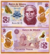 Mexican Polymer 50 Pesos Banknote - Serie AE UNC