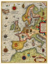 European Sea Chart Wall Art - 1583 Vintage Style