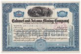 Calumet & Arizona Mining Company Blue Stock Certificate