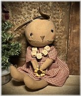 Heritage Hopper: Handcrafted Primitive Bunny Doll with Rustic Plaid Design