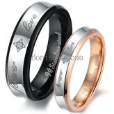 Forever Love" Stainless Steel Promise Ring Set