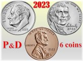 Uncirculated 2023 P&D US Coin Set - Penny, Nickel, Dime - 6 Coins