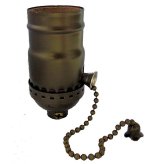 Antique Brass Pull-Chain Socket (E-26) for Lamps and Lighting Fixtures - TR-11AB