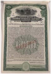 Lehigh Valley Harbor Terminal Railway Company Bond Stock Certificate