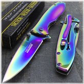 Rainbow Titanium Spring Assisted Folding Knife