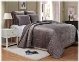 Gray Velvet Bedspread Set