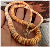 Spiny Oyster Heishi Necklace in Orange and White