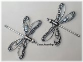 Dragonfly Duo with Open Wings and Sterling Silver Plating - Set of 2