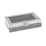 Blue Handcrafted Floral Engraved Aluminium Ring Jewelry Box