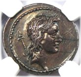 Cassius Longinus Silver Denarius - 55 BC - NGC Choice XF Certified