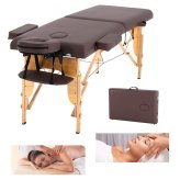 Coffee-colored Portable Massage Bed with Adjustable Features