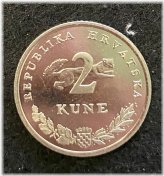 Croatian 2 Kune Random Year Circulated Coins