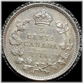Canadian Silver Five Cents (1914) - High Grade #0168
