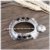 Southwest Onyx Silver Hair Stick