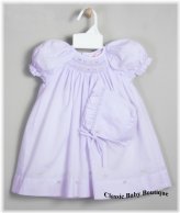 Lavender Smocked Daygown & Bonnet Set