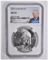 1972-S Silver Eisenhower Dollar Ike NGC Special Label - MS66 Graded