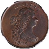 Crisp 1805 Half Cent with Exceptional Quality and Detail