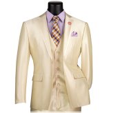 Champagne Beige Satin 3-Piece 2-Button Slim-Fit Suit