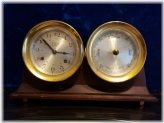 Nautical Bell Brass Clock with Barometer and Base