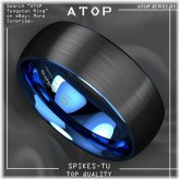 Brushed Blue Tungsten Ring