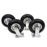 AirMax Caster Set: 2 Rigid + 2 Swivel, 8" Pneumatic Wheels for Heavy