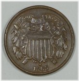 1865 Extra Fine Two-Cent Piece