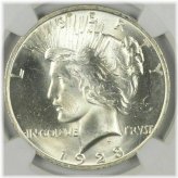 Uncirculated 1923 Peace Silver Dollar in BU Condition